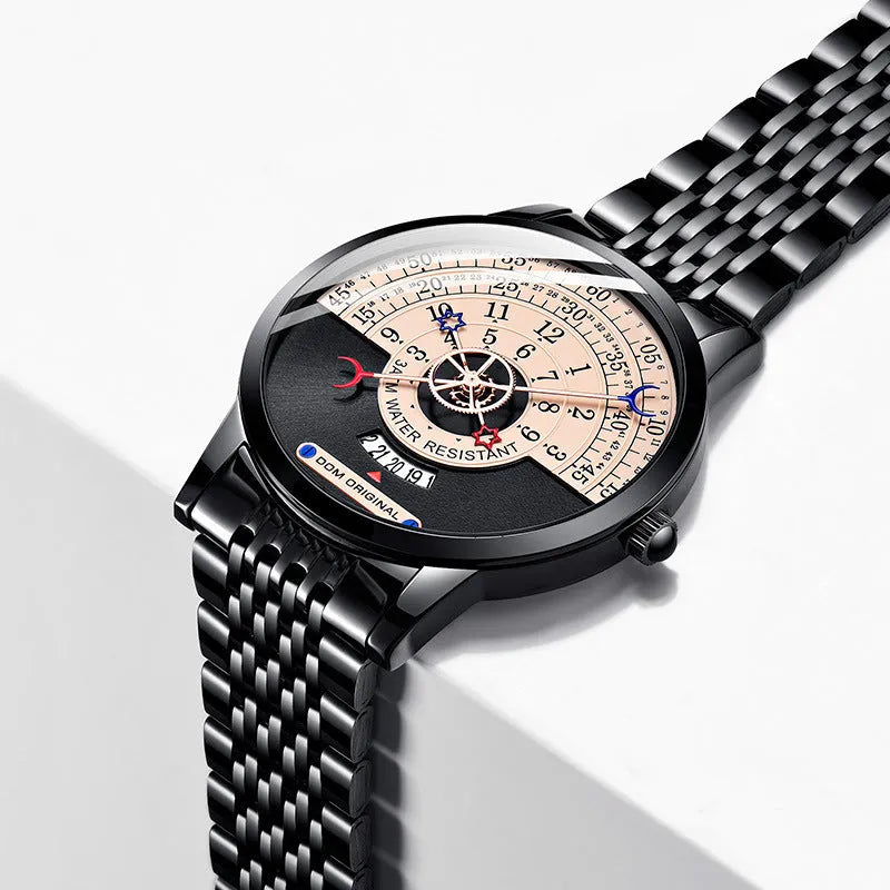 Men's M-1288 sports quartz watch with 40mm dial showing gold and silver colour options