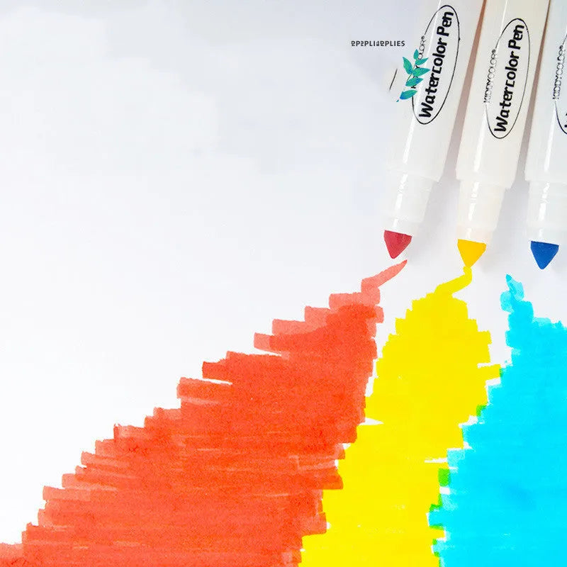 Children's washable watercolour pen set showing 36-colour and 48-colour plastic barrel options