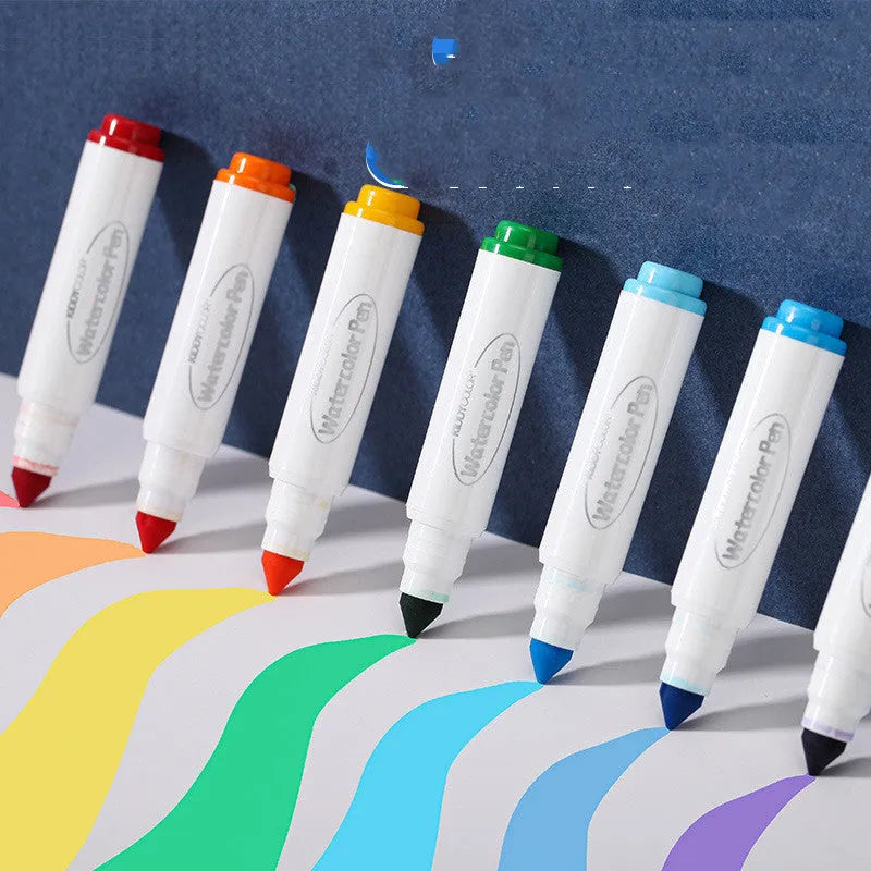 Children's washable watercolour pen set showing 36-colour and 48-colour plastic barrel options