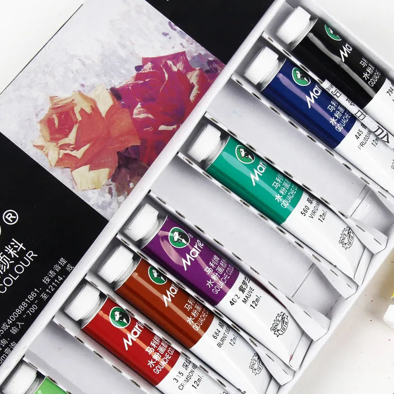 Marley gouache paint set box with 12ml tubes in multiple colour options
