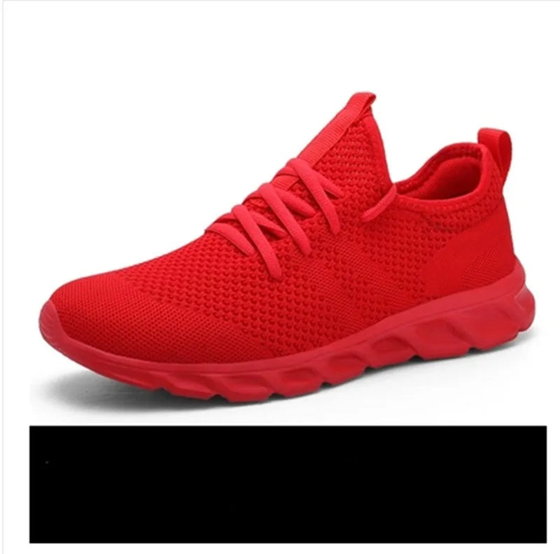 Men's black and white mesh sneakers with lace-up closure and PVC sole for casual jogging