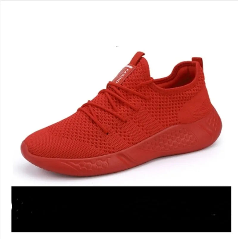 Men's black and white mesh sneakers with lace-up closure and PVC sole for casual jogging