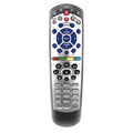 Black universal remote control for DISH Network and SAT VIP television systems.