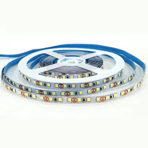 Close-up of a flexible 12V LED soft light strip, either 60 or 120 LEDs per metre, for shelf and counter lighting.