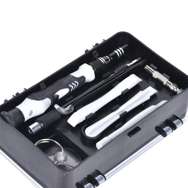 117-piece CR-V magnetic screwdriver bit set with flexible extension in a black, blue, or red case.