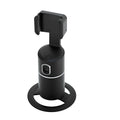 Black pink white smart tracking gimbal stabiliser attached to mobile phone showing 360-degree rotation