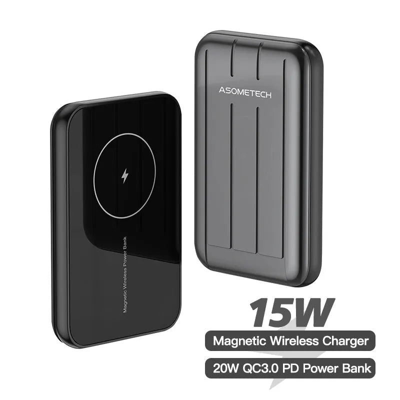 Blue magnetic wireless power bank 5000mAh for iPhone 12 charging