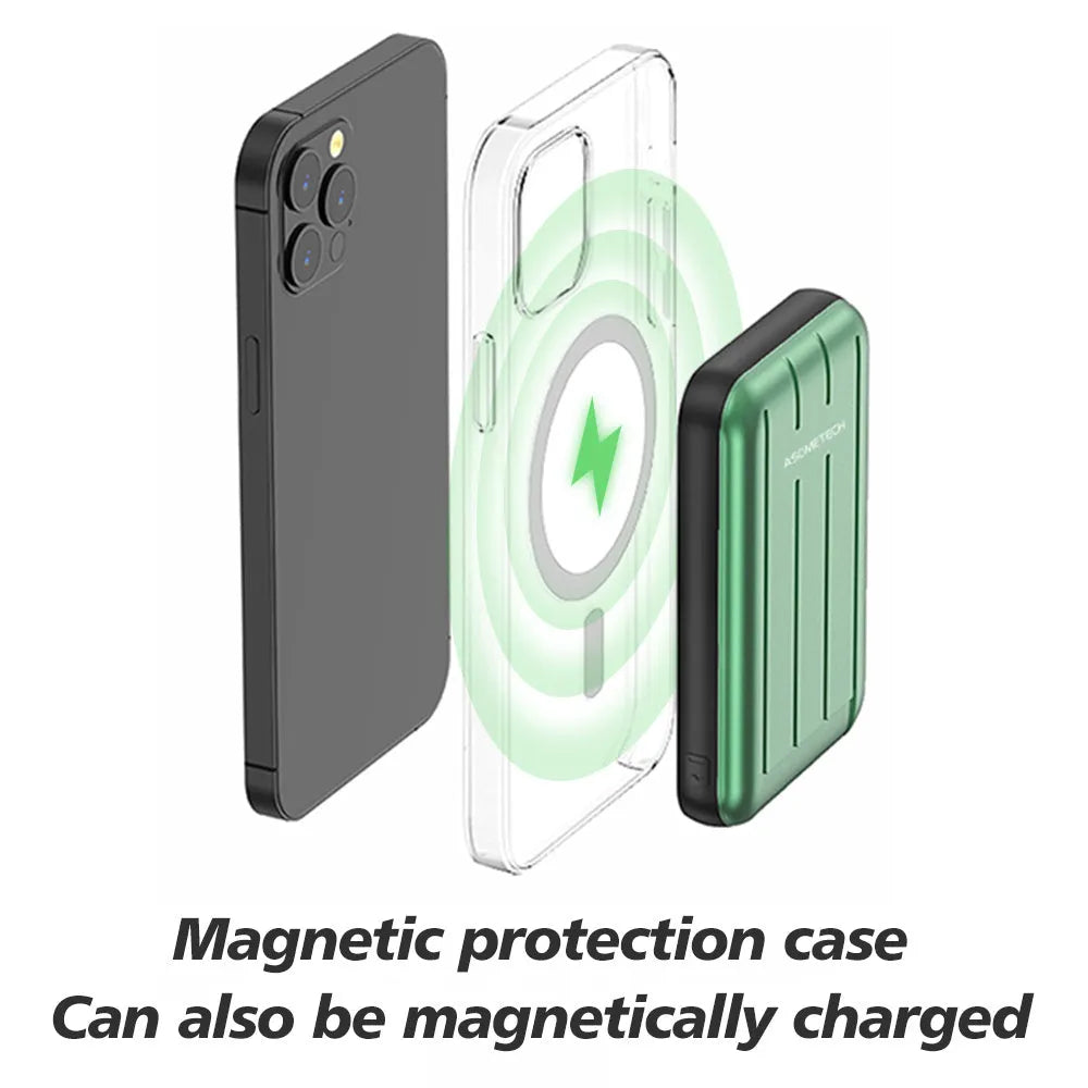 Blue magnetic wireless power bank 5000mAh for iPhone 12 charging