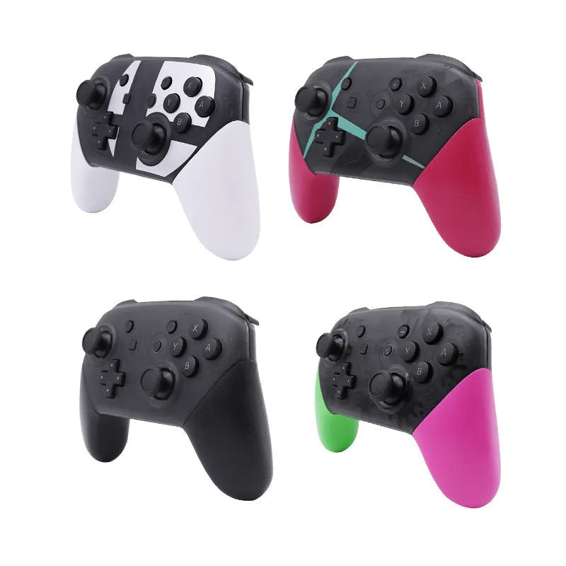 Black wireless Bluetooth gamepad controller for Nintendo Switch Lite on a colour box with USB cable.