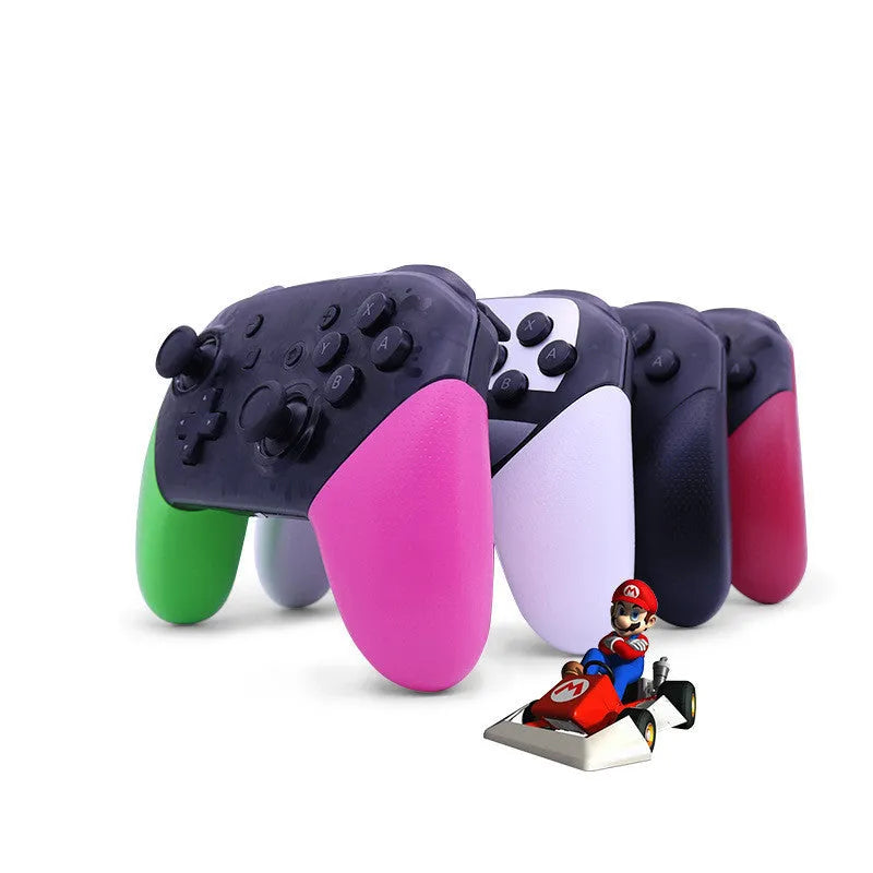 Black wireless Bluetooth gamepad controller for Nintendo Switch Lite on a colour box with USB cable.