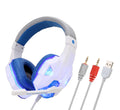 Wired gaming headset with light-up elements and tanned leather ear cushions in black and red colour option