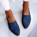 Pointed toe flat sandals with buckle closure in multiple colour options