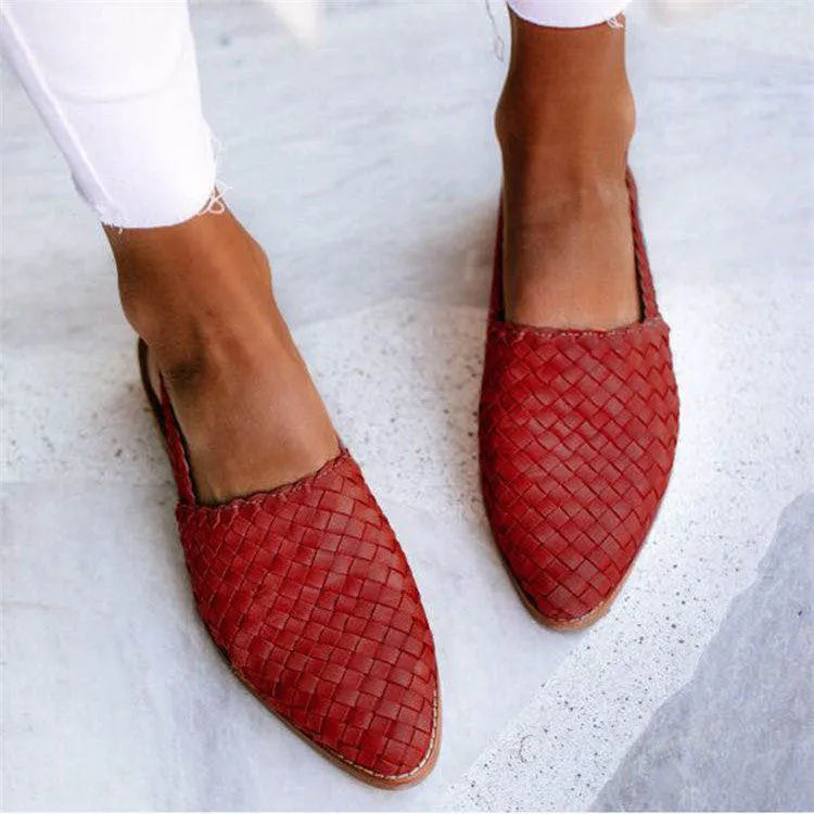 Pointed toe flat sandals with buckle closure in multiple colour options