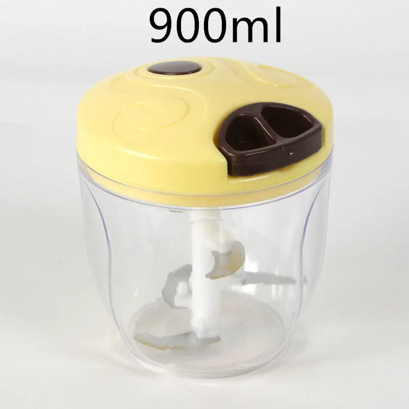 Green manual kitchen chopper with three blades and 500ml container for vegetables