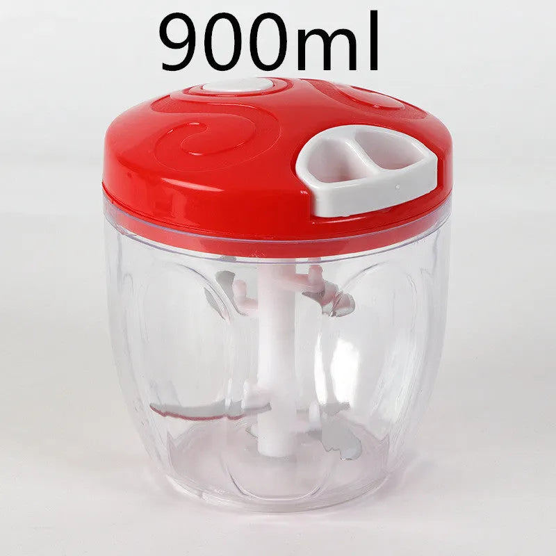 Green manual kitchen chopper with three blades and 500ml container for vegetables