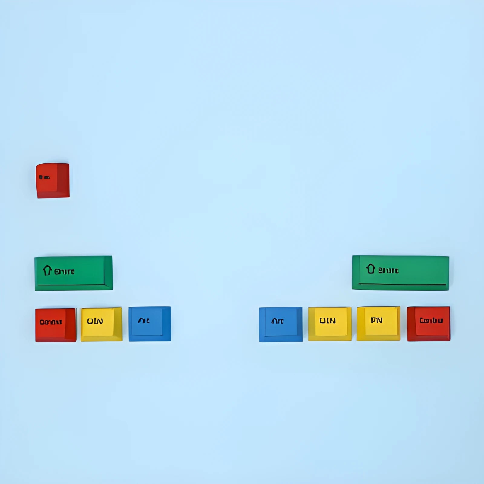 PlayStation theme DIY mechanical keyboard keycaps with blue and white colour scheme and supplementary RGBK colour keys