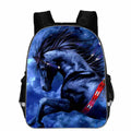 Horse head cartoon design school backpack with lightning print and multiple size options