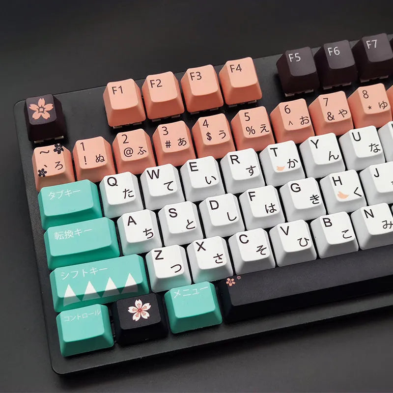 Green mechanical keyboard keycaps compatible with Cherry MX switches with wireless USB connection