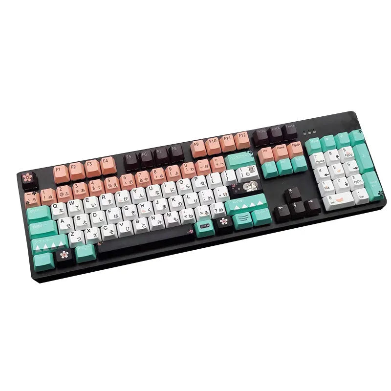 Green mechanical keyboard keycaps compatible with Cherry MX switches with wireless USB connection