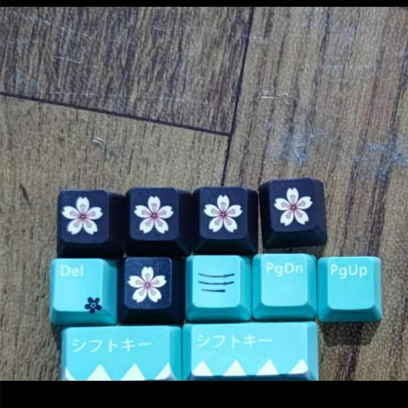Green mechanical keyboard keycaps compatible with Cherry MX switches with wireless USB connection