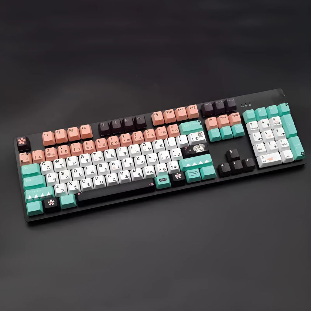 Green mechanical keyboard keycaps compatible with Cherry MX switches with wireless USB connection