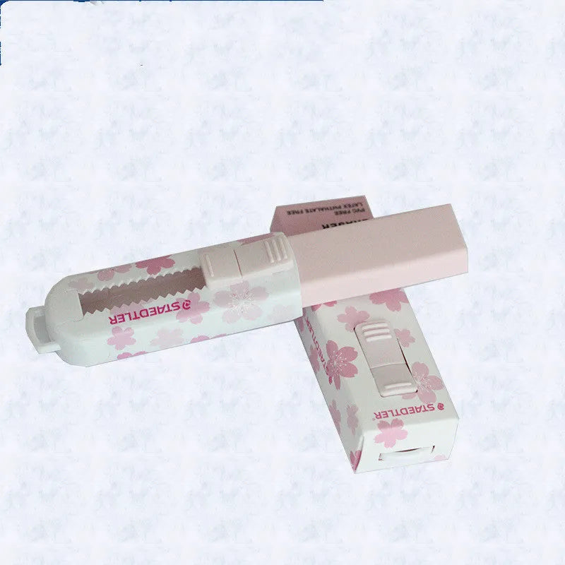 Square pink push-pull student rubber with replaceable core for desk and whiteboard cleaning
