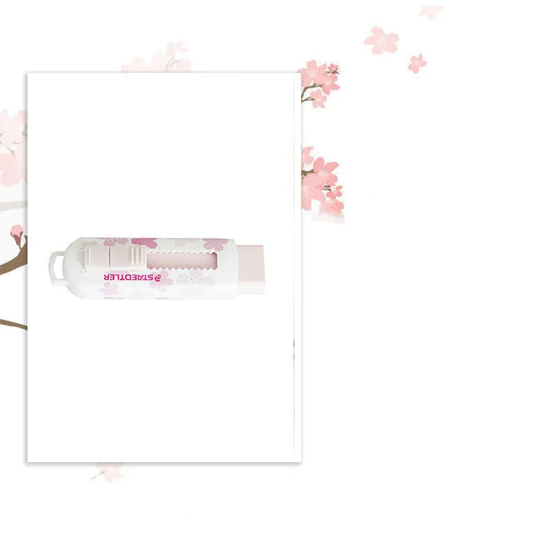 Square pink push-pull student rubber with replaceable core for desk and whiteboard cleaning