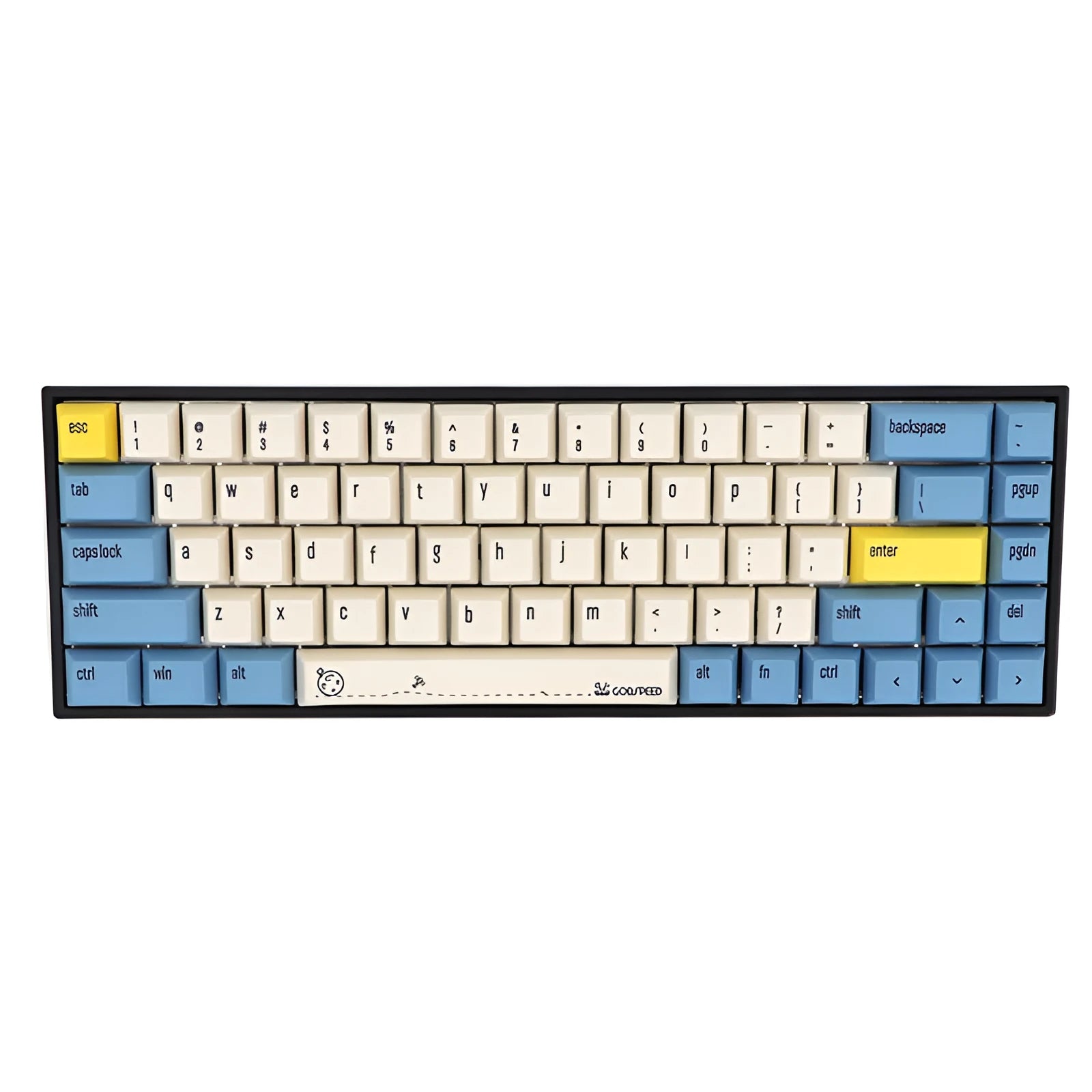 Set of PBT keycaps for 68-key mechanical keyboard in nine colour options including blue powder and pink white