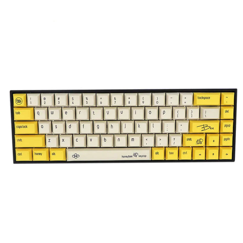 Set of PBT keycaps for 68-key mechanical keyboard in nine colour options including blue powder and pink white