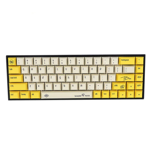 Set of PBT keycaps for 68-key mechanical keyboard in nine colour options including blue powder and pink white