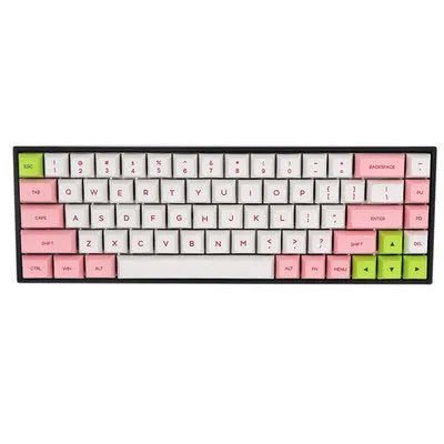 Set of PBT keycaps for 68-key mechanical keyboard in nine colour options including blue powder and pink white