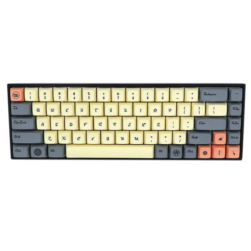 Set of PBT keycaps for 68-key mechanical keyboard in nine colour options including blue powder and pink white