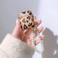 Shell yellow leopard print soft TPU flip case for Apple AirPods with optional decorative charms