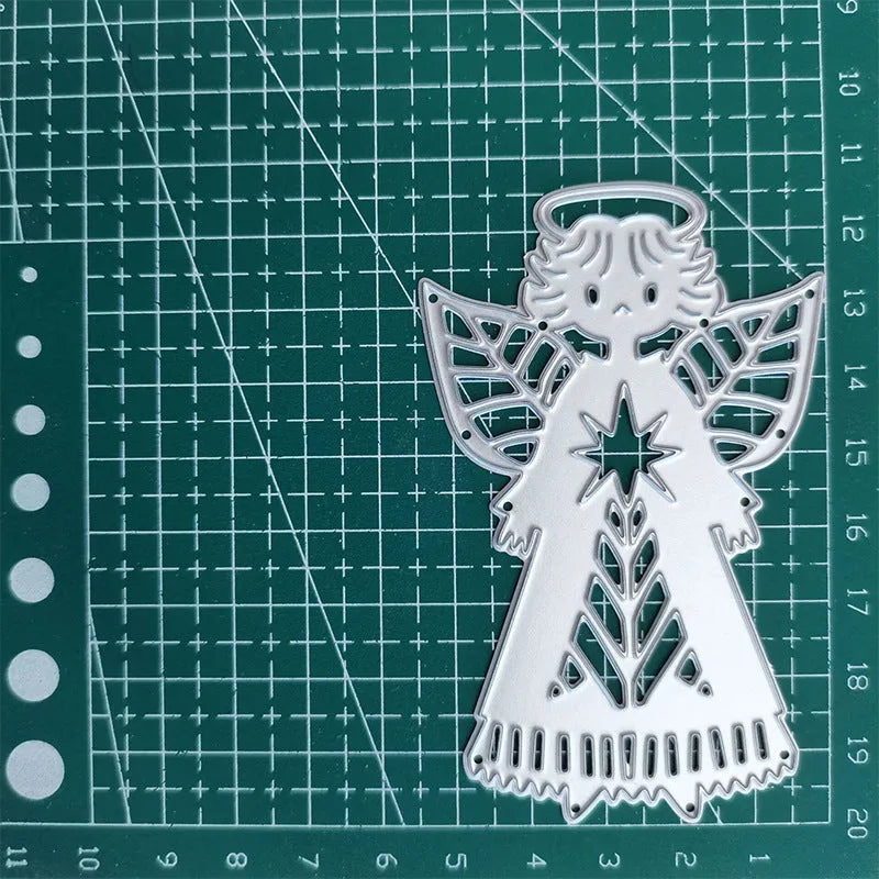 White angel knife mould for card making with character figures pattern