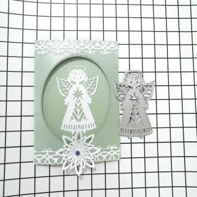 White angel knife mould for card making with character figures pattern