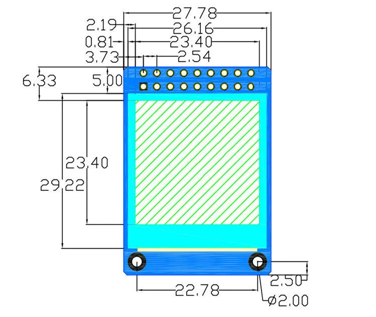 1.3-inch square 240x240 IPS LCD colour display module with 18-pin connector