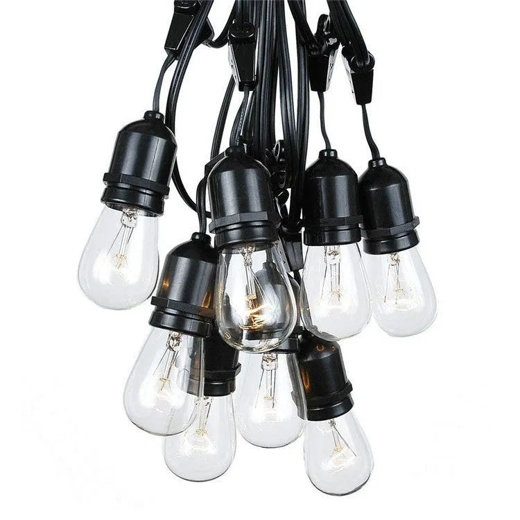 15-metre black decorative light string with 15 bulbs and EU plug for indoor outdoor use