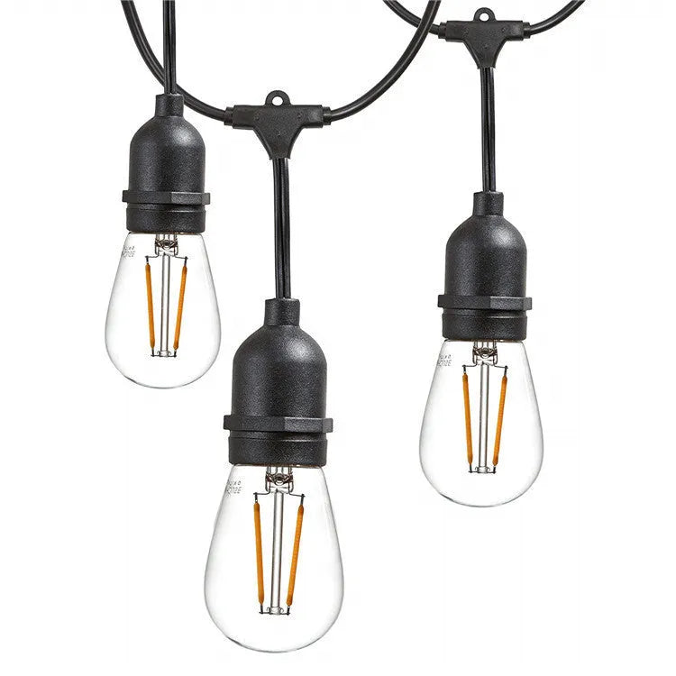 15-metre black decorative light string with 15 bulbs and EU plug for indoor outdoor use