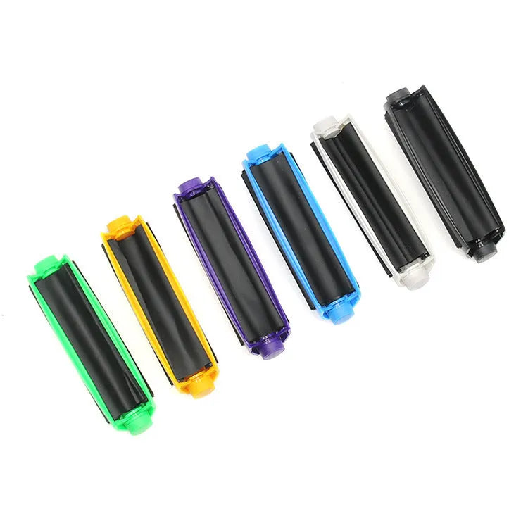 Manual plastic cigarette maker in six colours: black, white, blue, purple, yellow, green.
