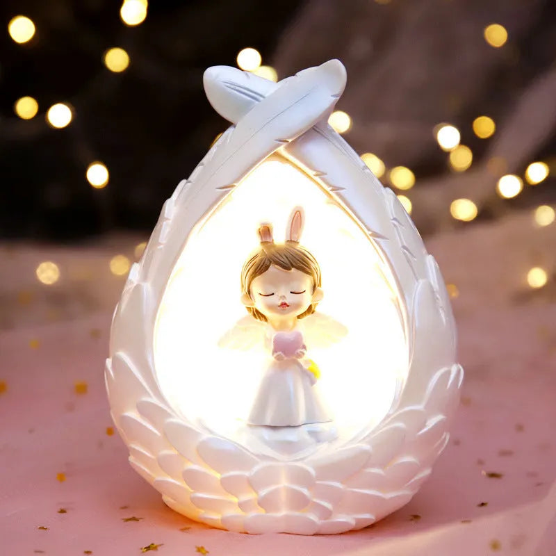 Angel wings star light in synthetic resin, Angel Wing Series, prayer or love style, bedside or decorative use
