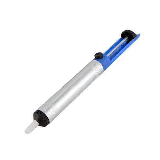 GS-107 manual solder sucker tool in blue, gold, or silver colour for PCB desoldering.