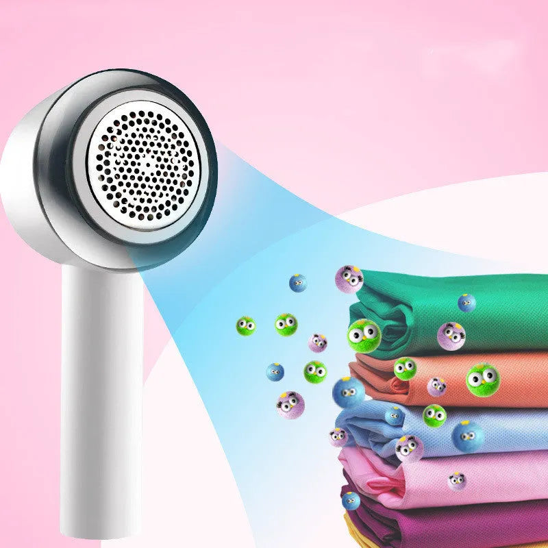 White rechargeable clothes shaver for removing bobbles from jerseys and knitwear fabrics