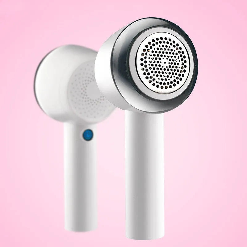 White rechargeable clothes shaver for removing bobbles from jerseys and knitwear fabrics