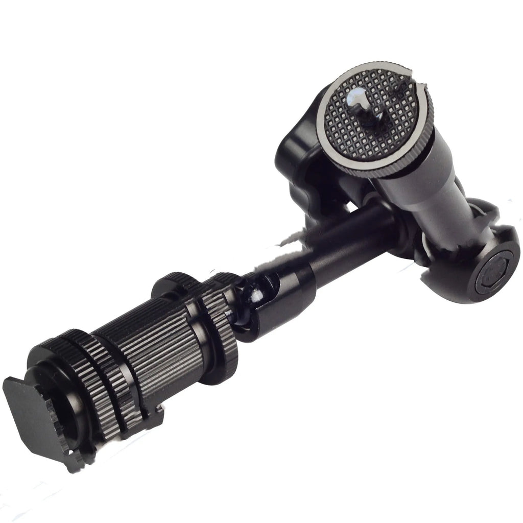 Black 7-inch metal magic friction articulating arm with ball heads for DSLR camera accessory mounting