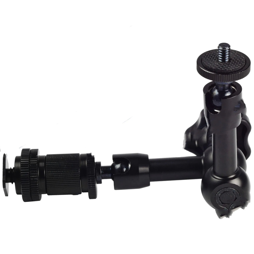 Black 7-inch metal magic friction articulating arm with ball heads for DSLR camera accessory mounting