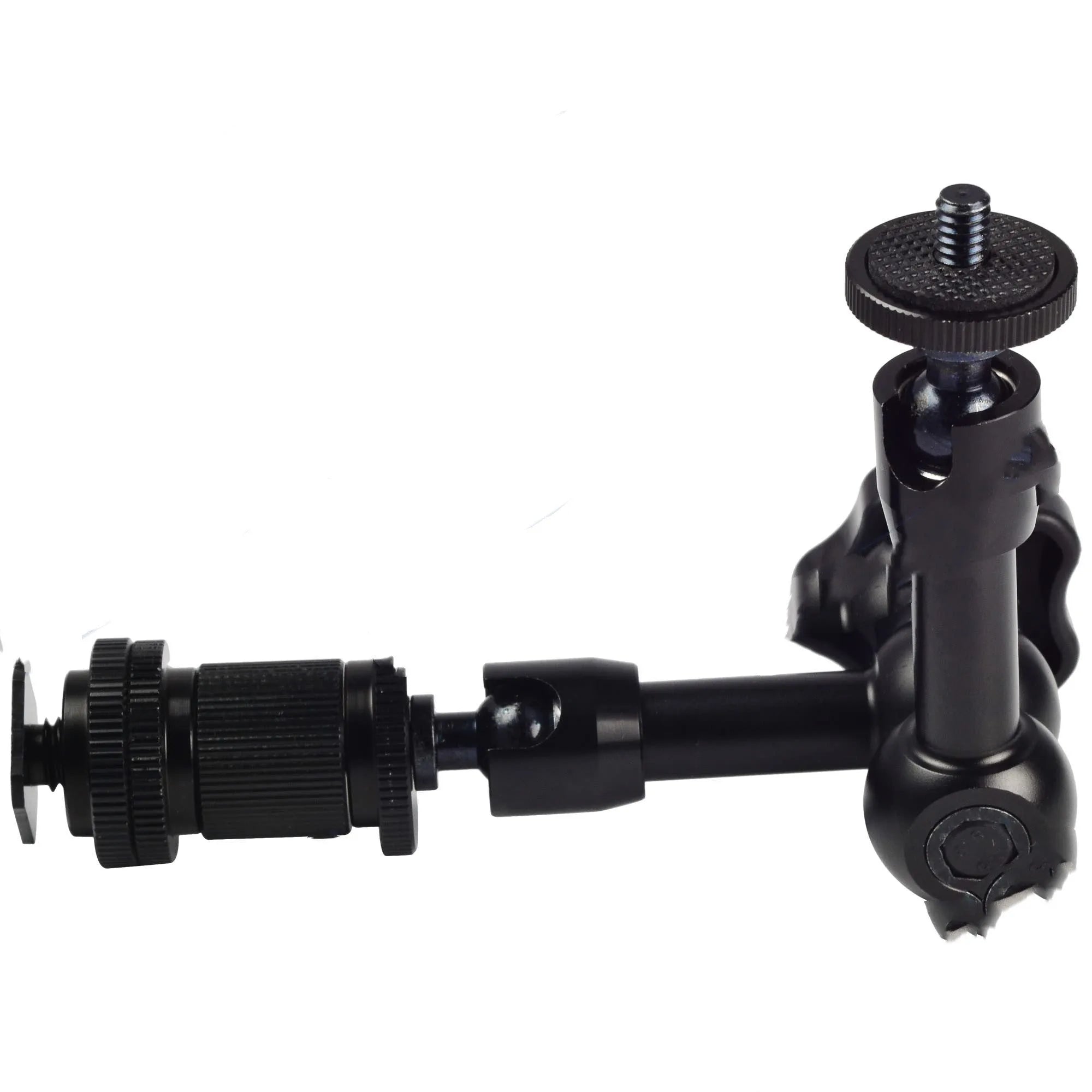 Black 7-inch metal magic friction articulating arm with ball heads for DSLR camera accessory mounting