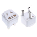 Square three plug international power conversion adapter in white or black with 2P+E grounding