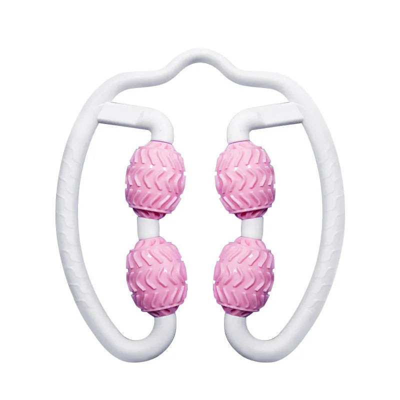 Purple and pink annular leg massage roller made from silicone fitness equipment