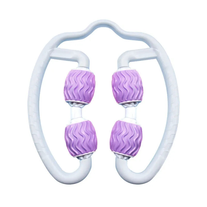 Purple and pink annular leg massage roller made from silicone fitness equipment