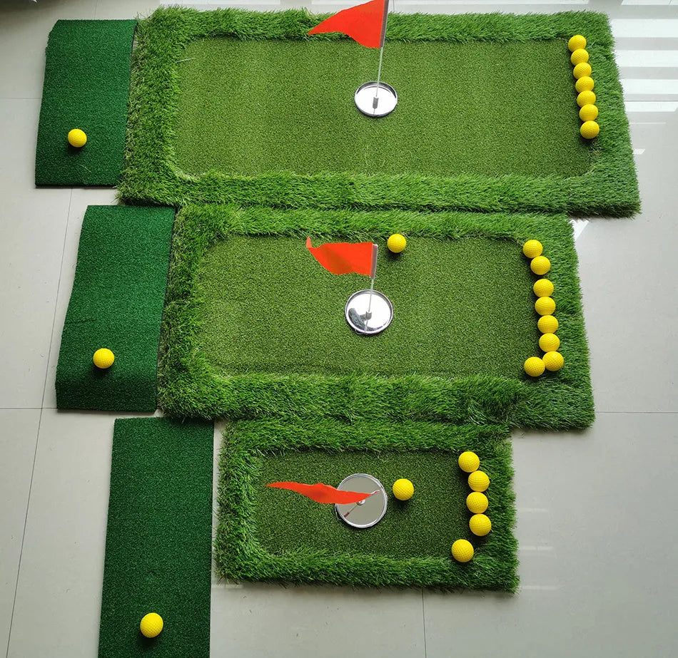 Green golf training mat made of PP grass and EVA in custom sizes for indoor practice